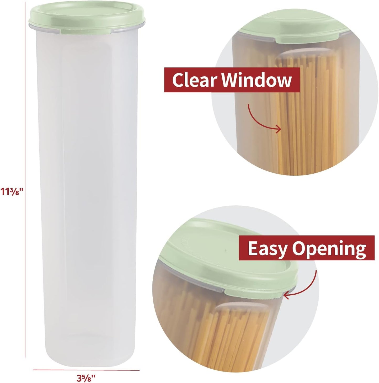 Contenedor pasta espagueti transparente con tapa hermético