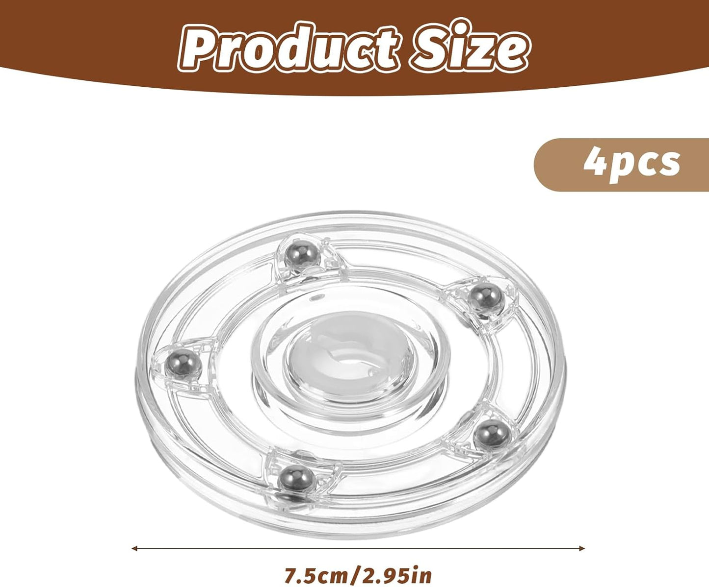 Set 4 Lazy Susan acrílico 4.7pulg rod. plástico organiz. cocina