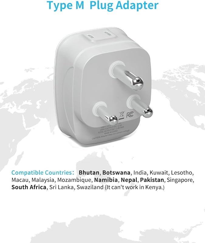 Adaptador enchufe tipo M 6 en 1 con 2 USB C y 4 USB