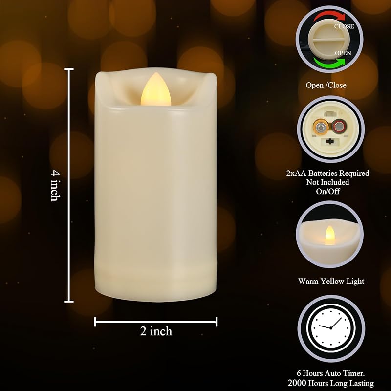 Velas LED parpadeantes 2x4" impermeables hogar eventos