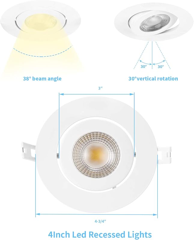 16 Luces LED Empotrables 4pulg Cardán Ajustable 9W 750lm