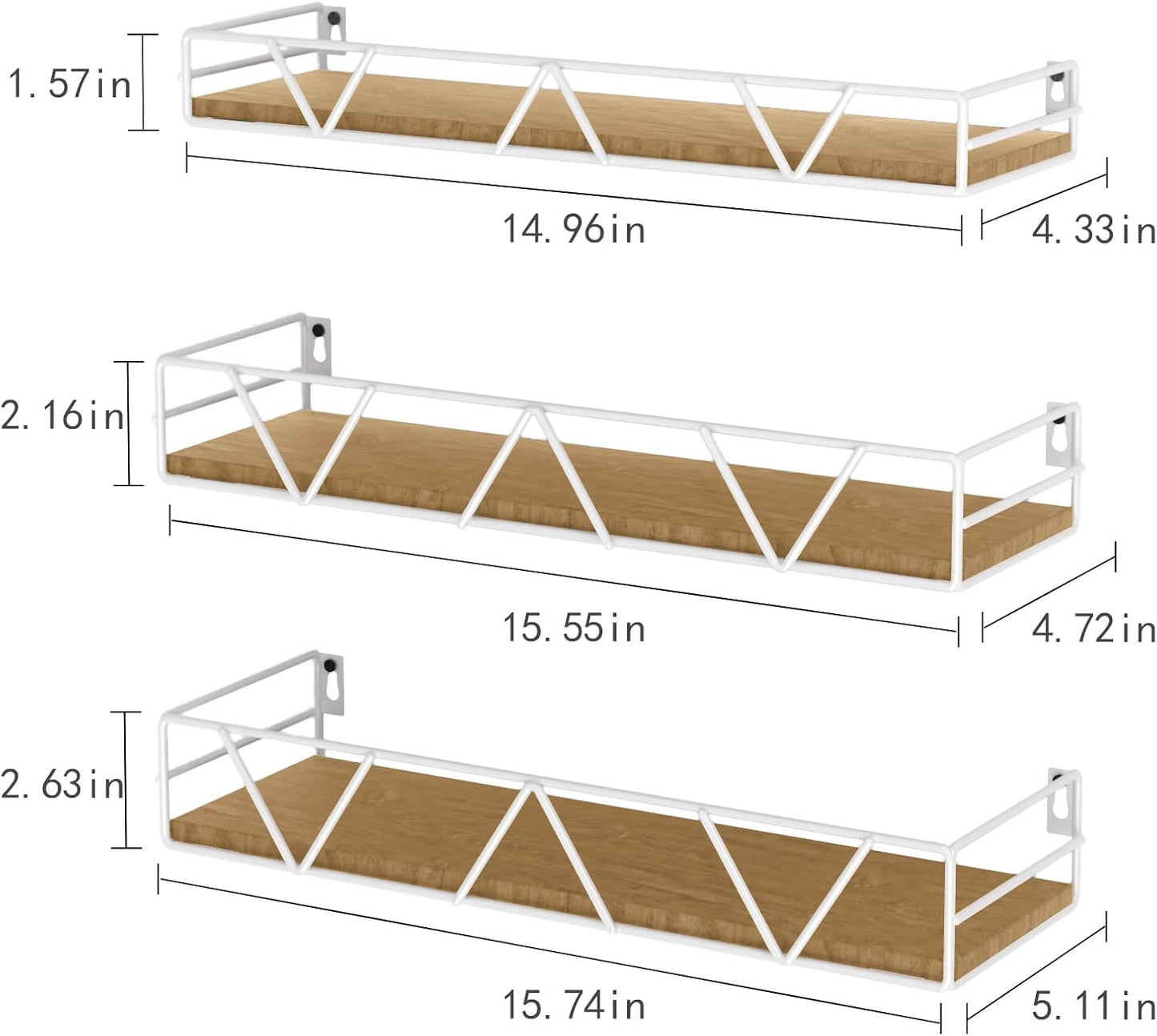 3 Pzas Estante Flotante Madera para Hogar Blanco