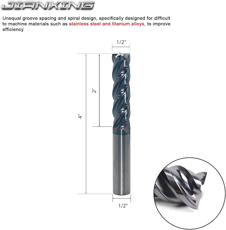 Fresa cuadrada carburo 1/2" acero inox y titanio