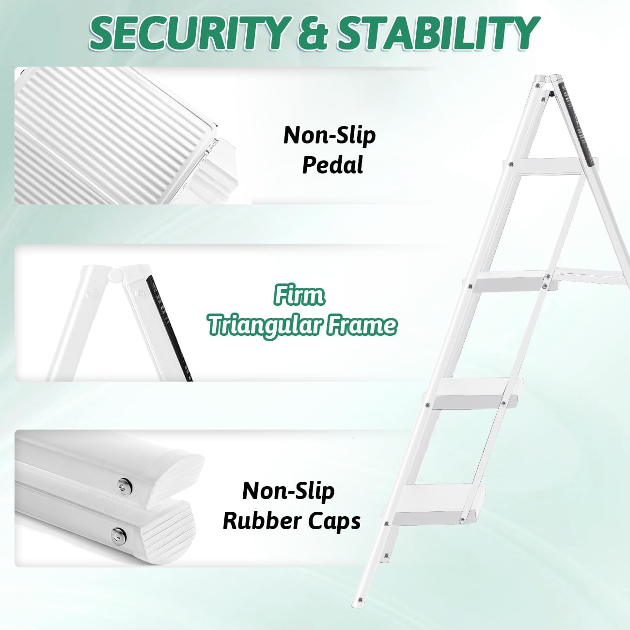 Escalera plegable 4 escalones 330lb para hogar cocina
