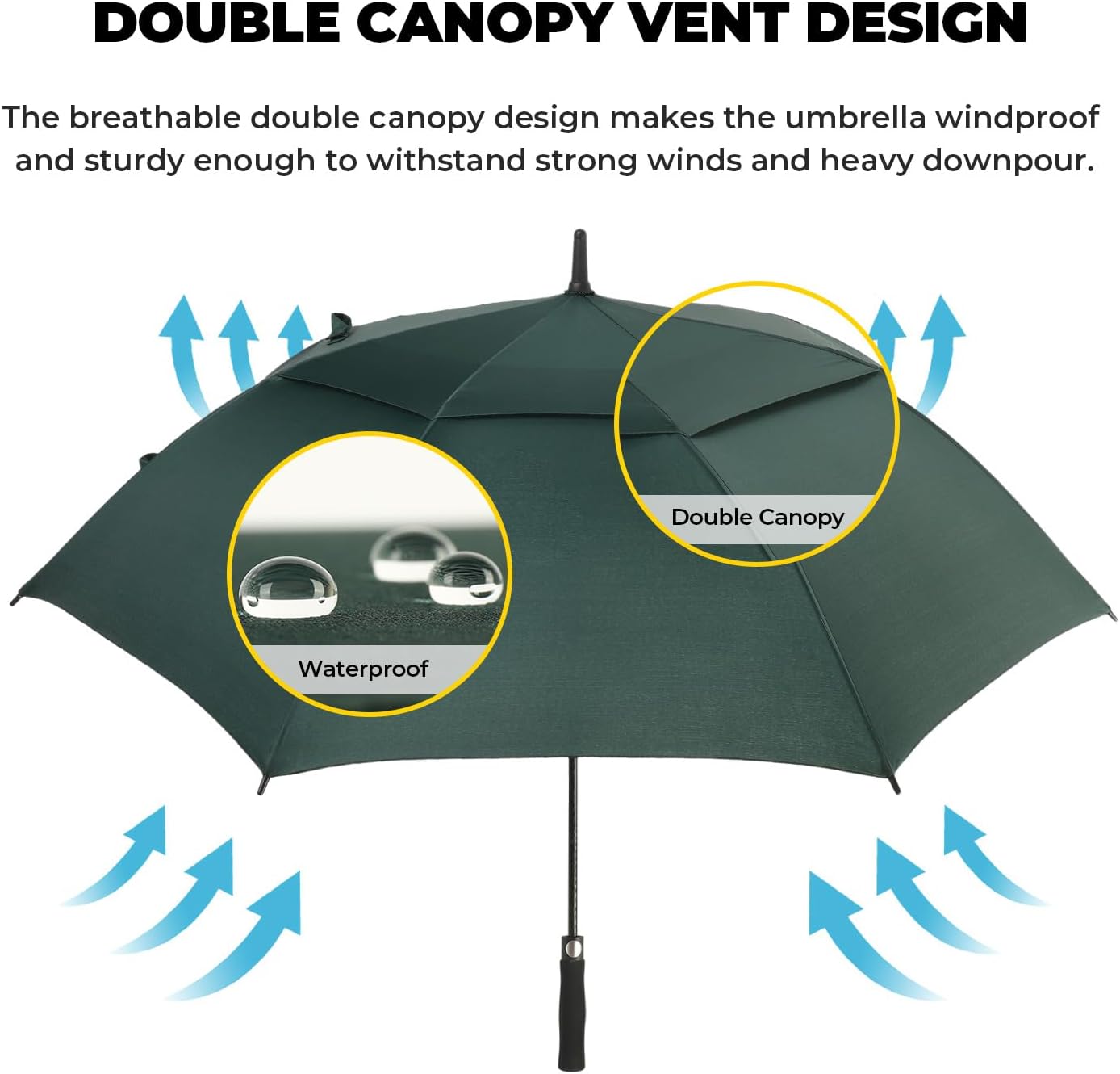 Paraguas golf 54-72" doble toldo autoabriente impermeable