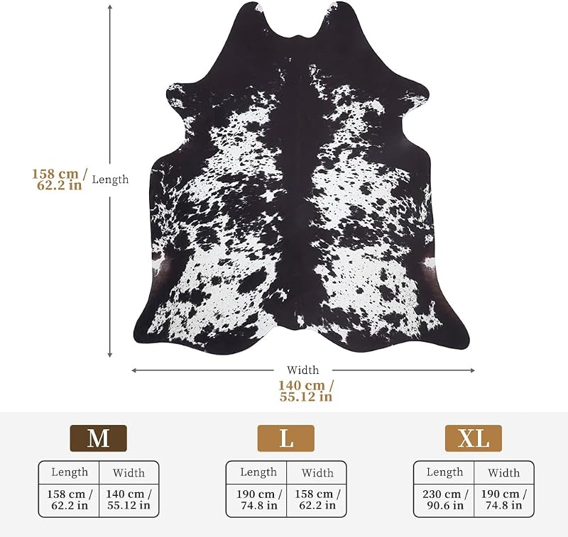 Alfombra piel vaca sintética 4.6x5.2ft estampado sala