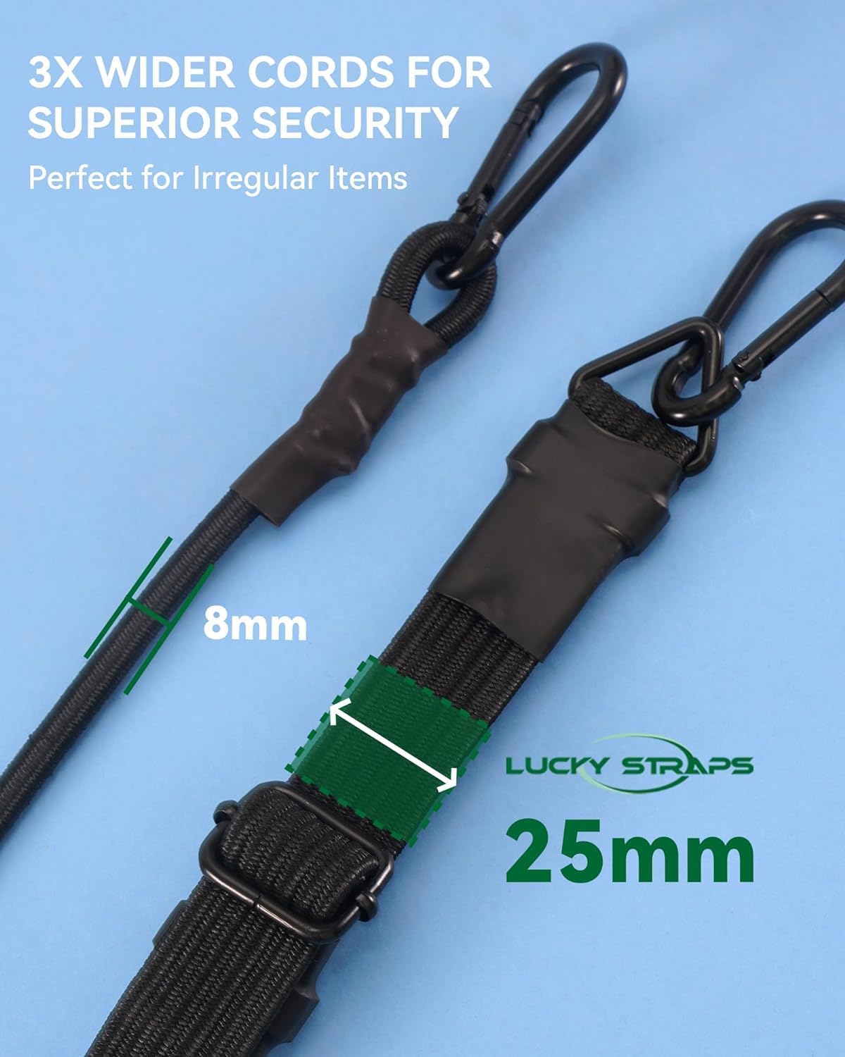 Cuerdas elásticas mosquetón 14-18" resistencia 190lb