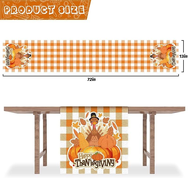 Camino mesa accion de gracias 13x72pulg decoracion fiesta