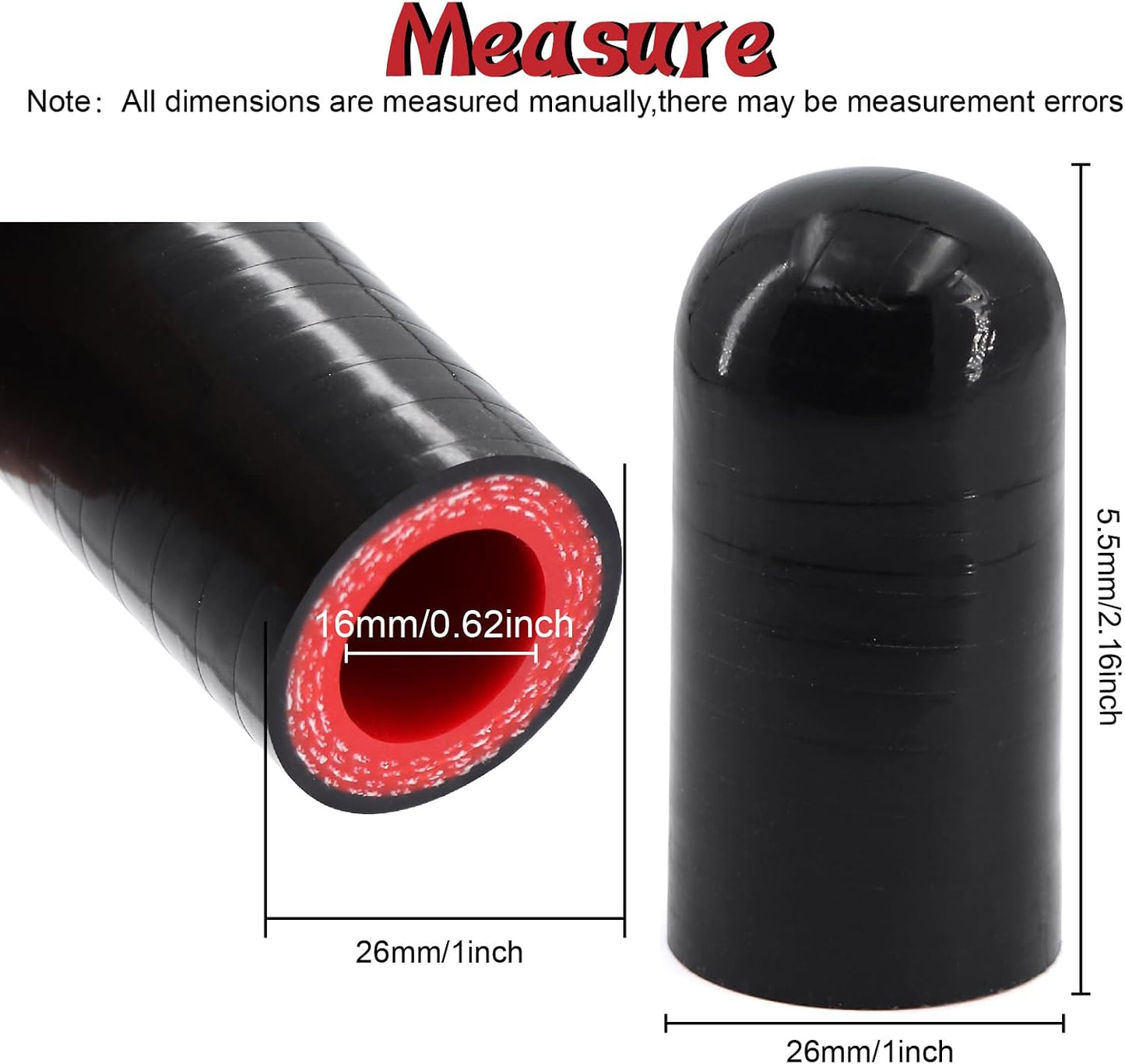 Tapa manguera silicona reforzada 5/8pulg alta temp