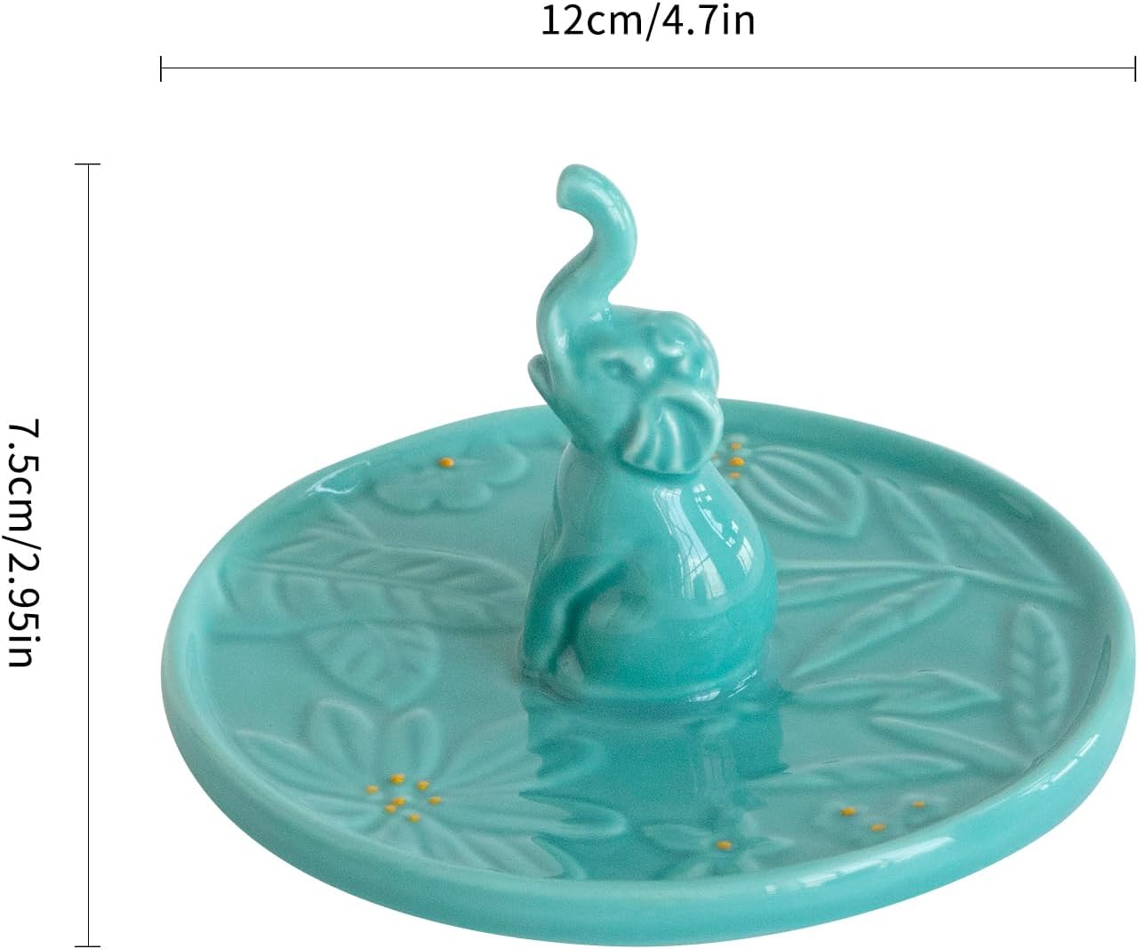 Bandeja cerámica para joyería elefante plato pintado a mano