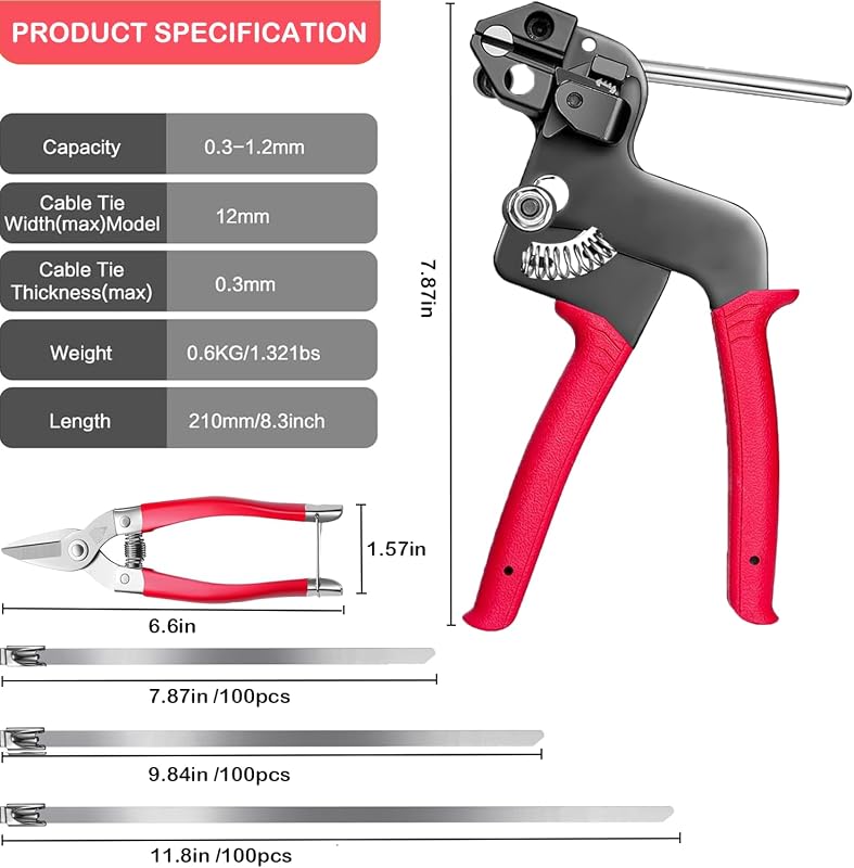 Kit 300 bridas acero inox 304 plateado 7.8-11.8"