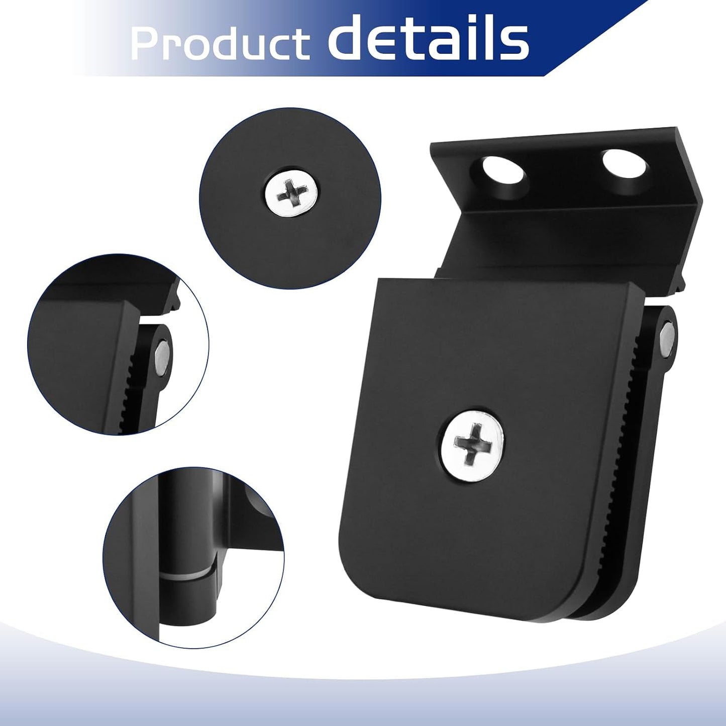 Soporte bisagra puerta ducha aluminio negro mate 1/4pulg