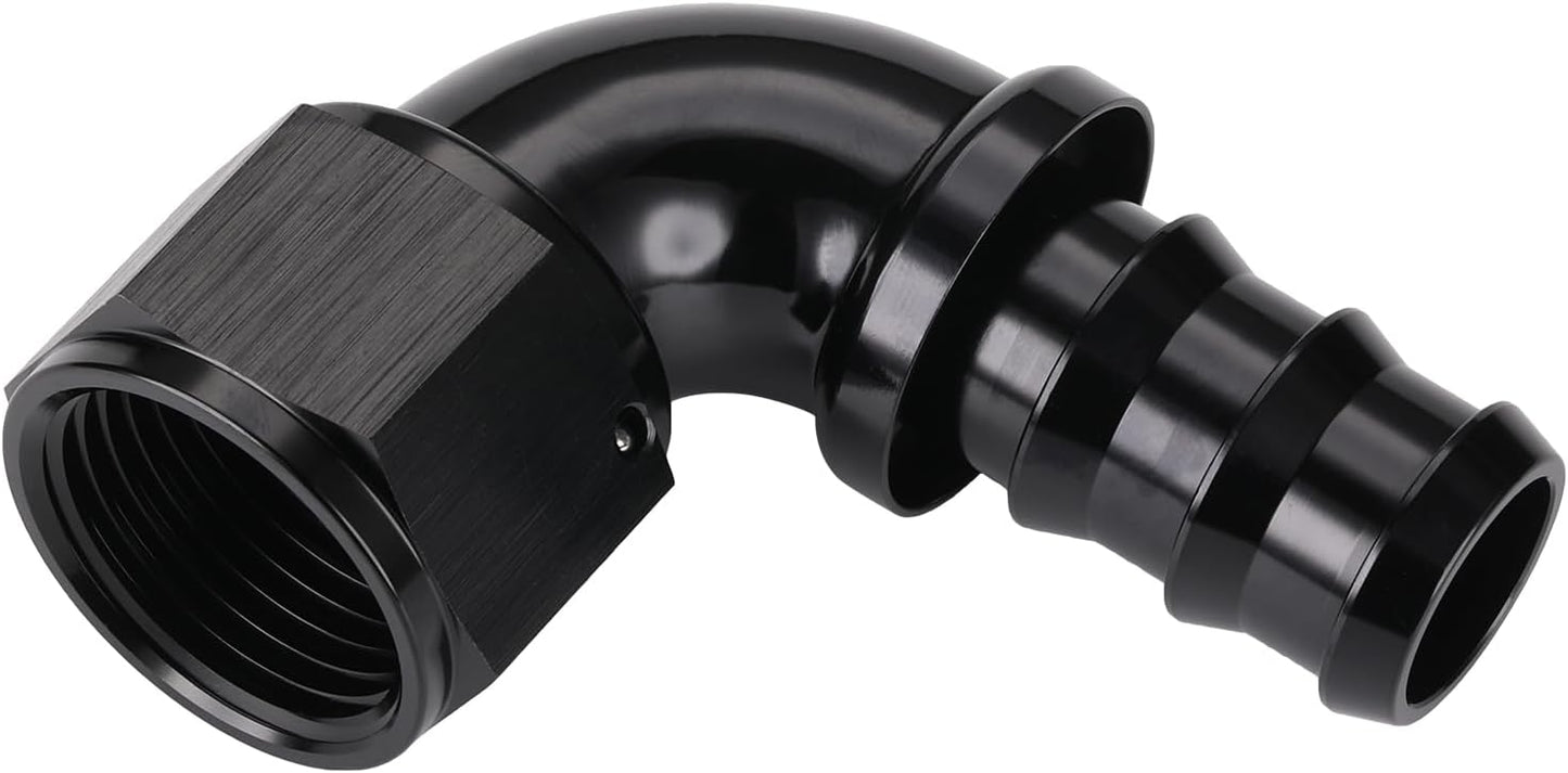 Codo manguera 90 grados cierre empuje aluminio negro