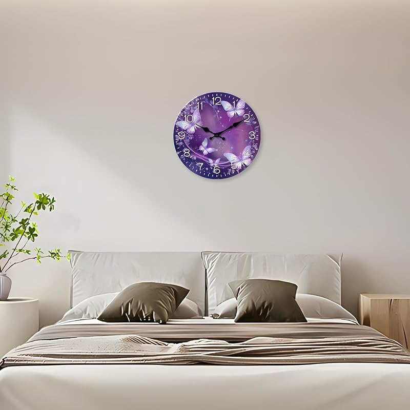 Reloj pared analógico mariposa silencioso 12pulg niña