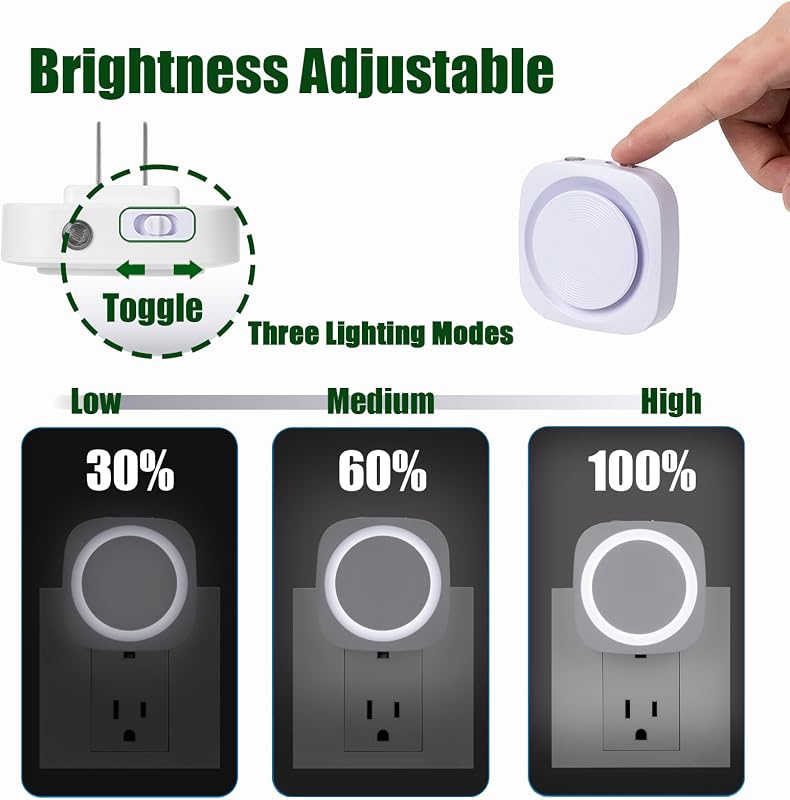Luces nocturnas blancas enchufables pared pack 4