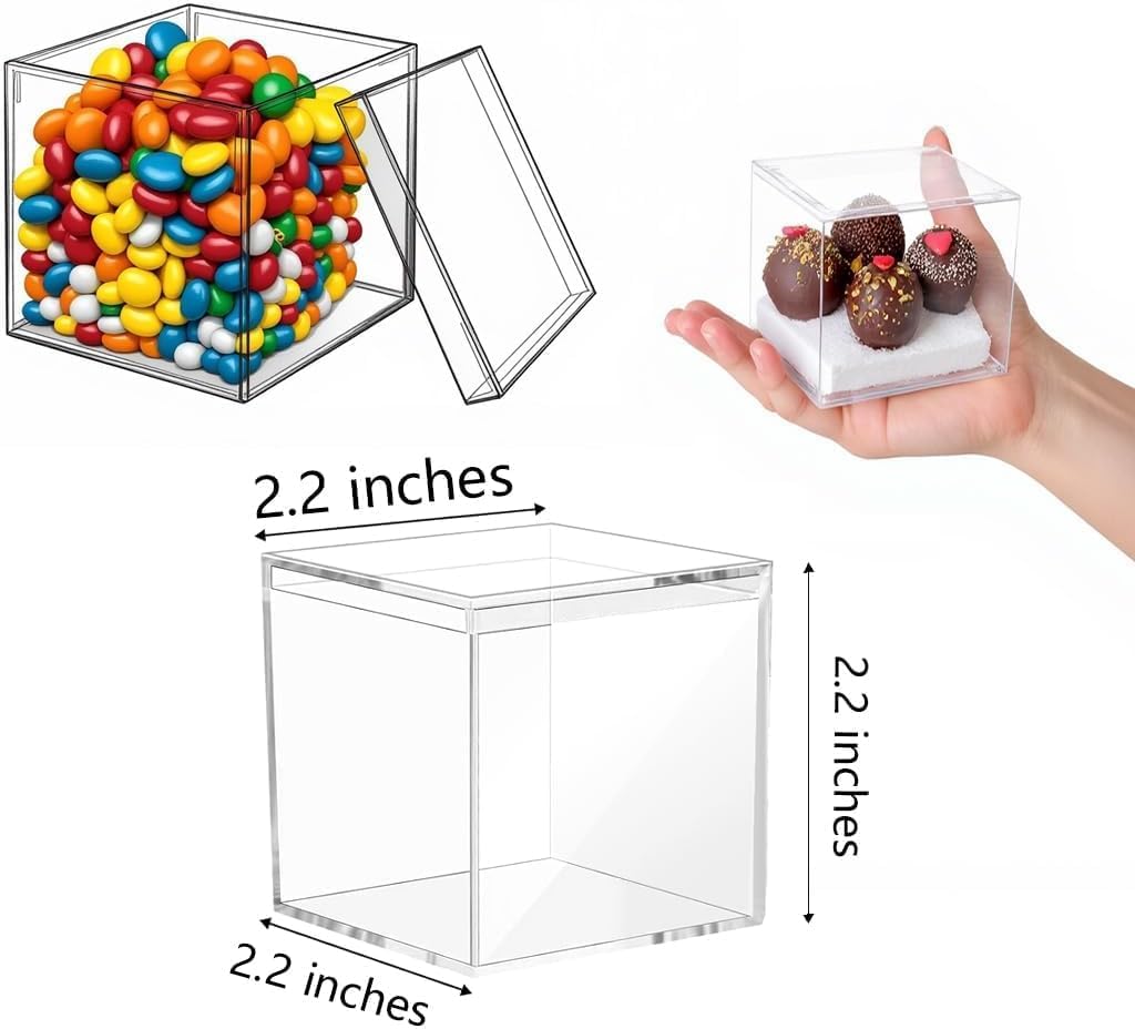 Caja acrílico transparente 2x2" cubo apilable para dulces