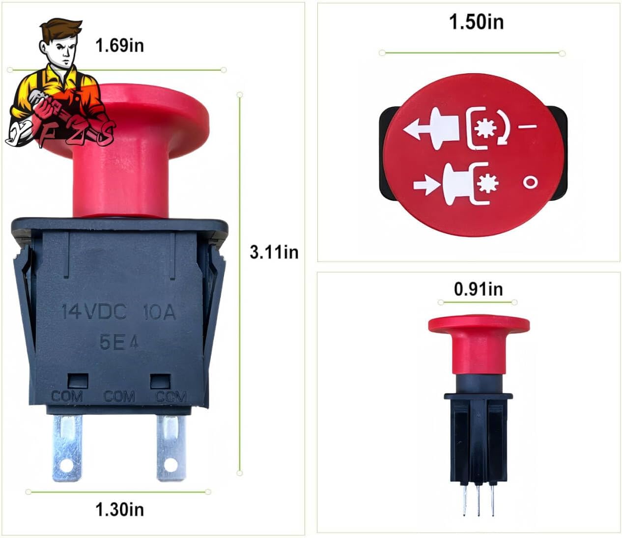 Interruptor toma fuerza 5 terminales 10 AMP comp Arens