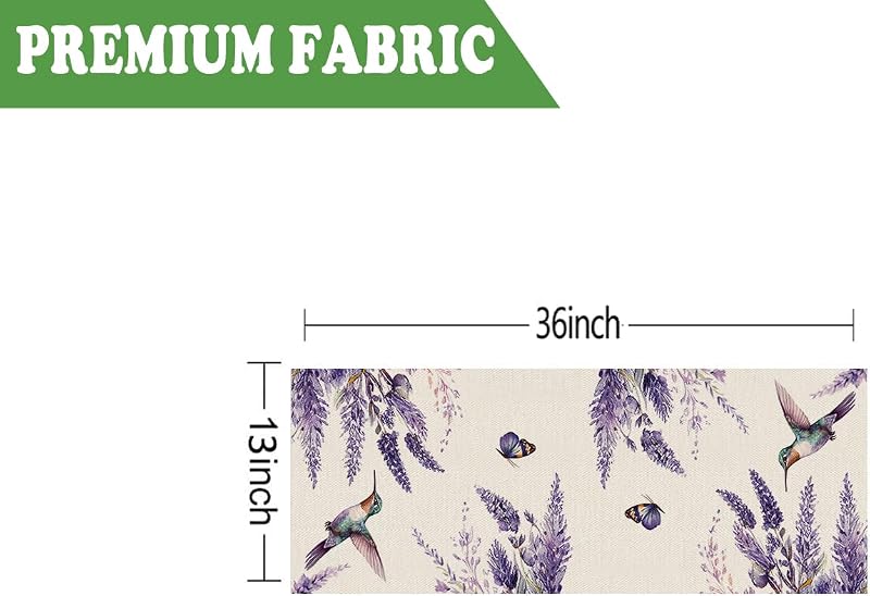 Camino mesa primavera lavanda morado mariposa arpillera 13x36pulg