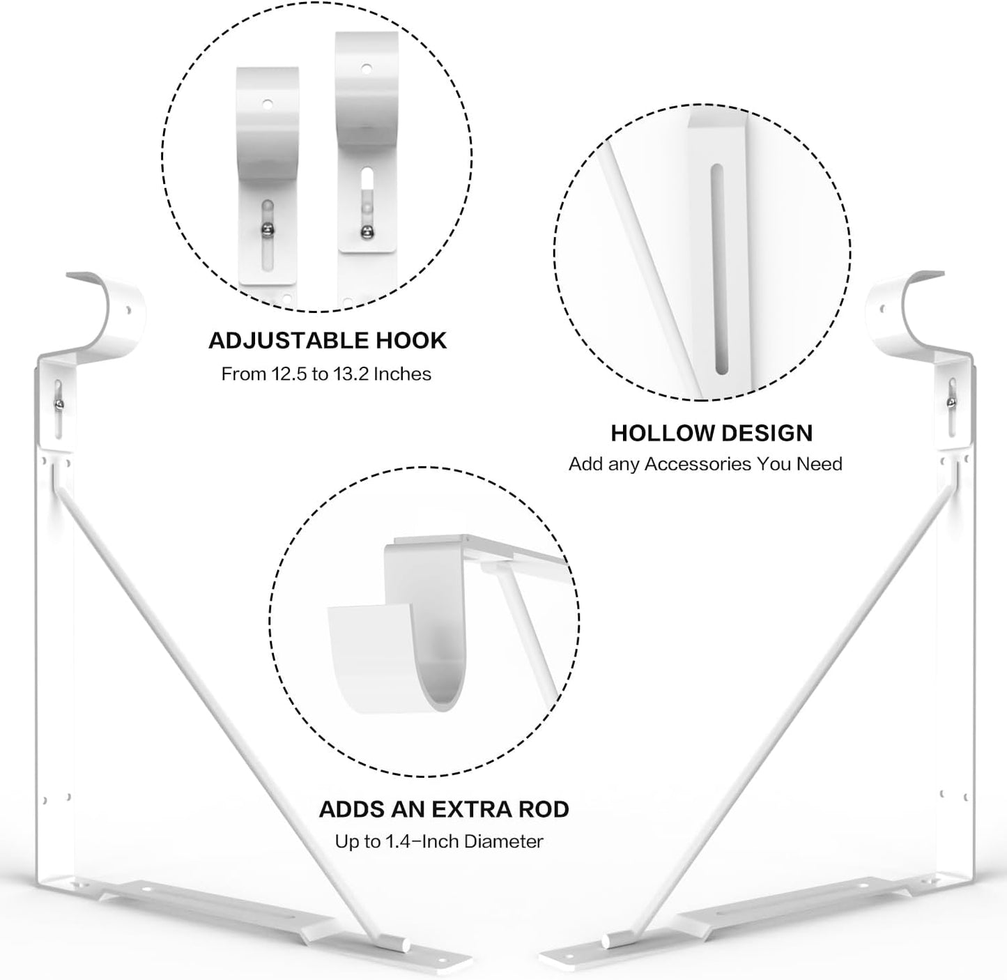 Soportes ajustables para estante y barra armario 4 pack