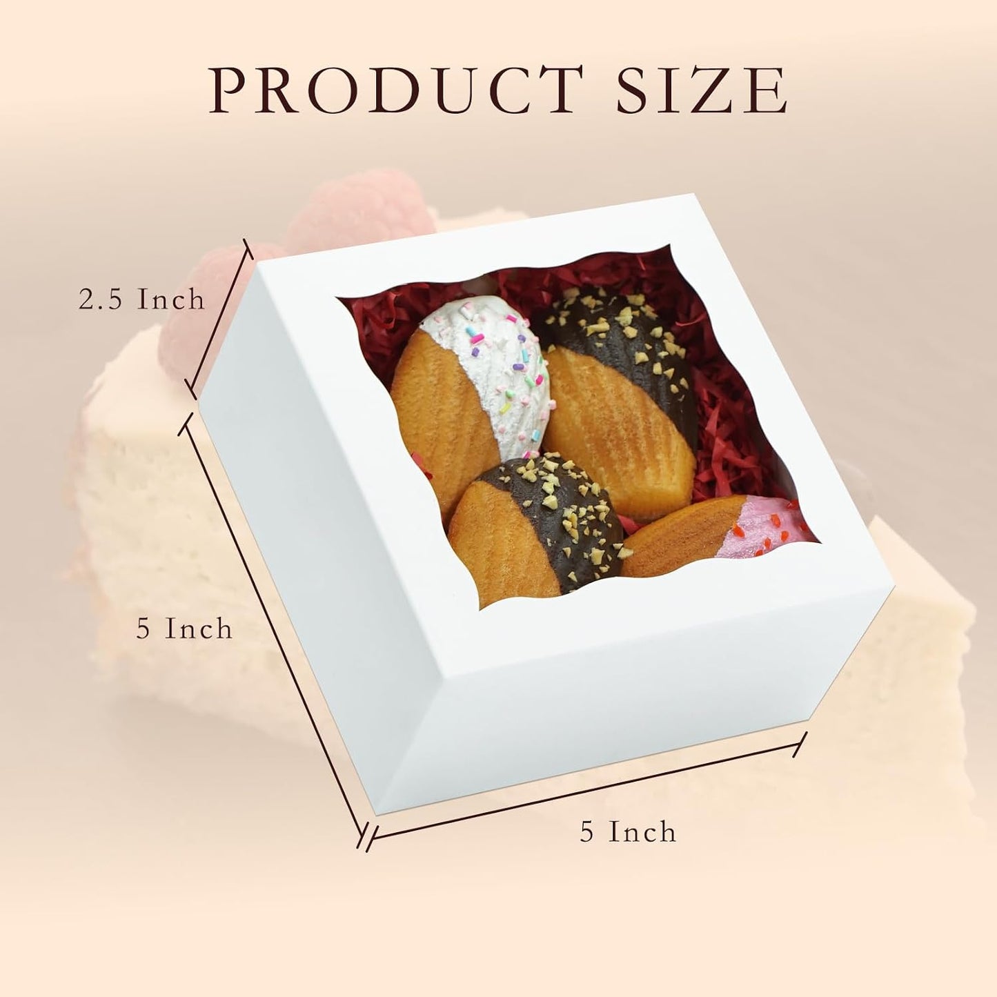 20 Cajas Dulces 5x5x2.5pulg con Ventana Blanco
