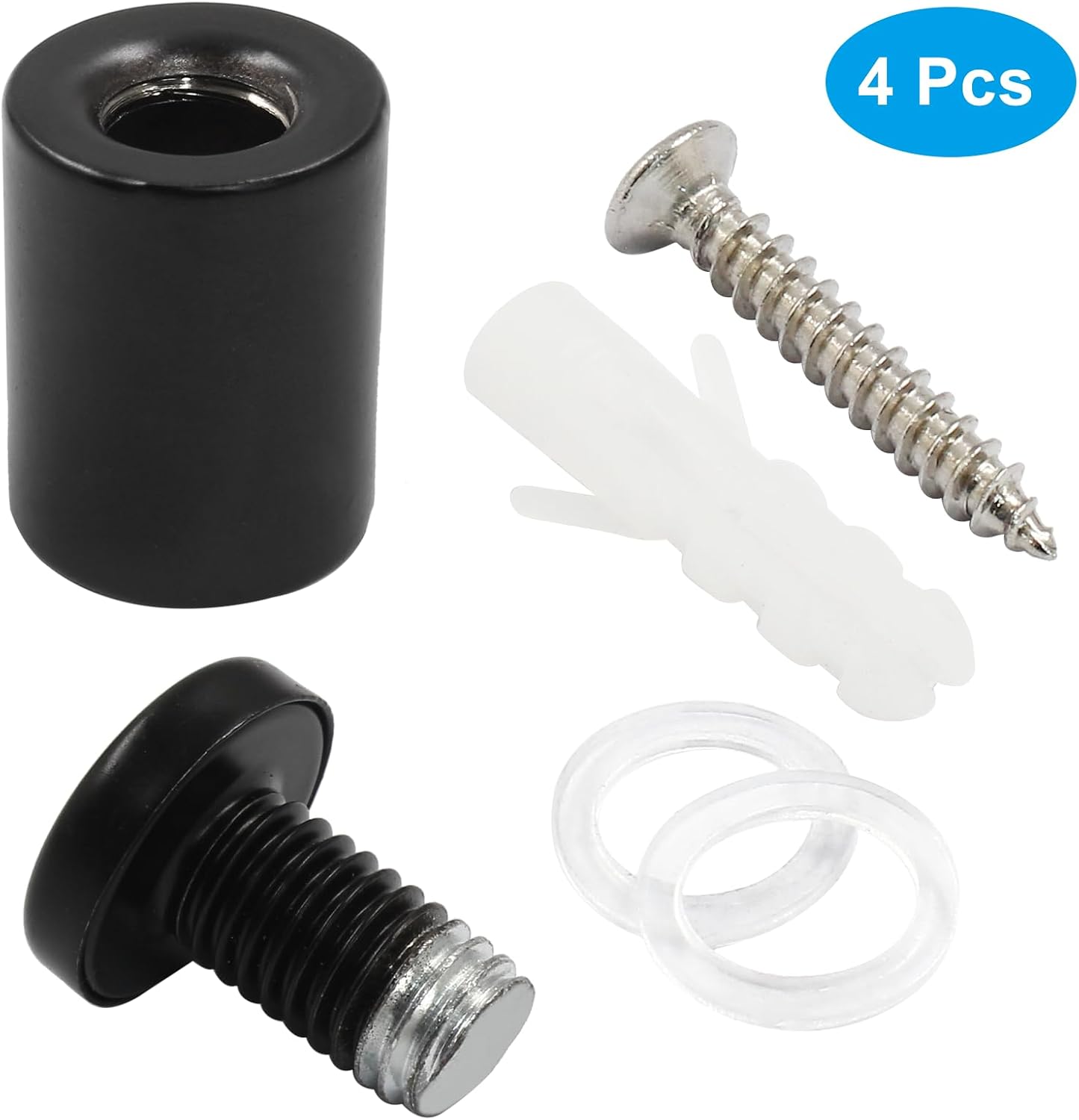 Tornillos separación letreros 3/4x1-3/16 pulg 4 soportes acrílico negro