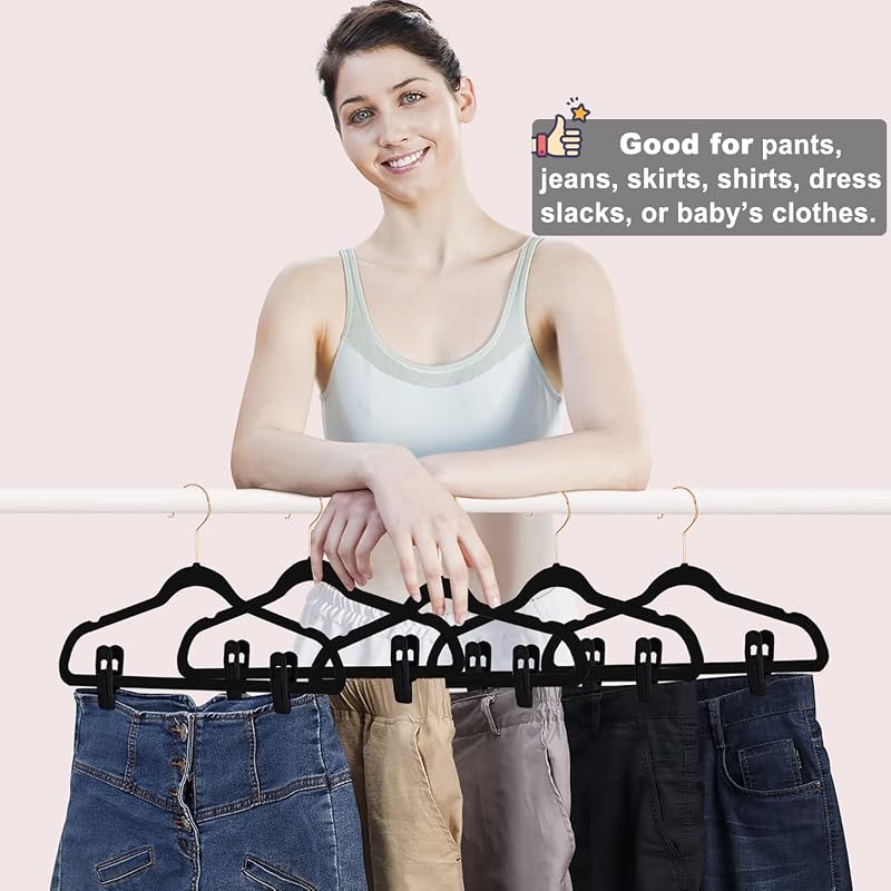 Clips terciopelo negro 60uds para perchas faldas