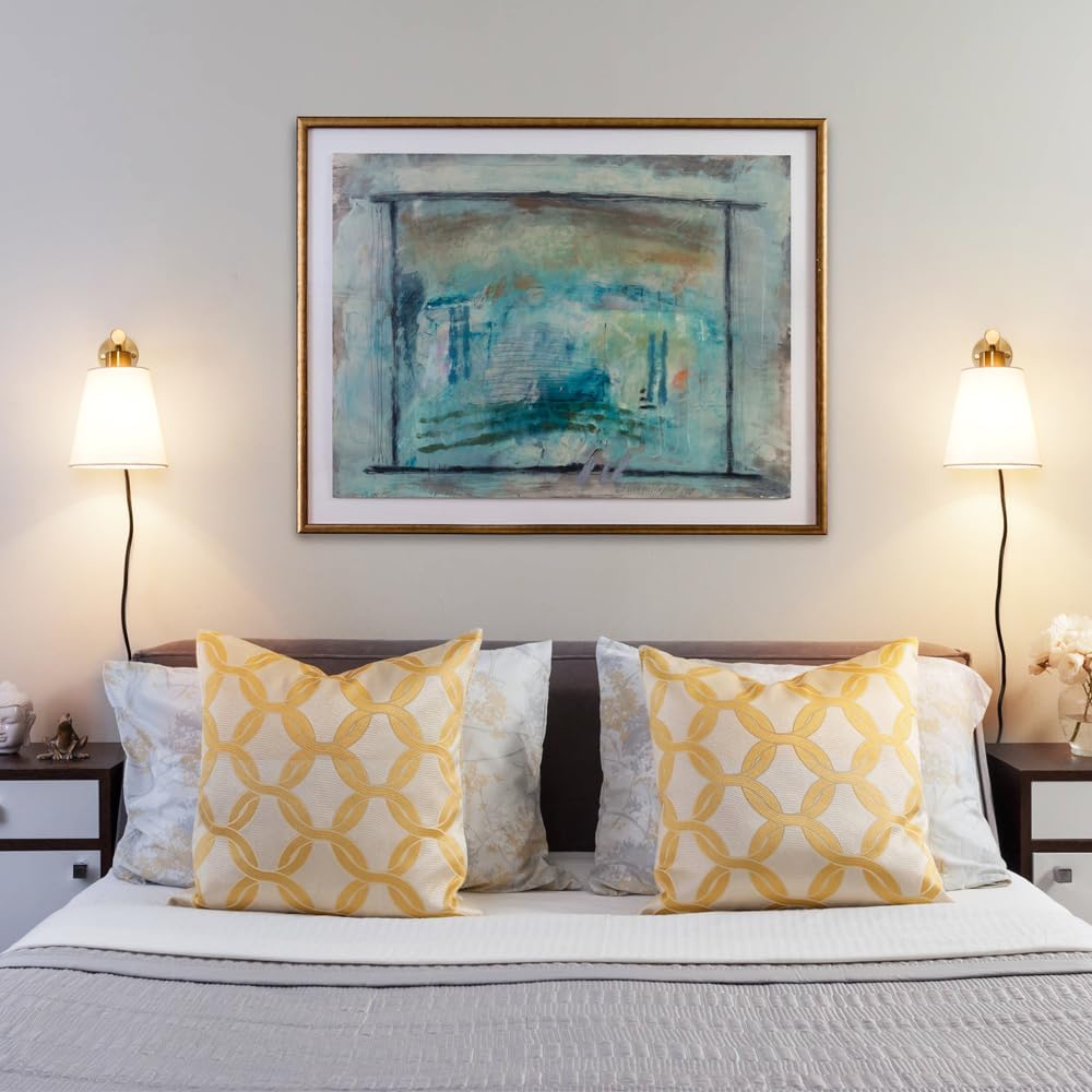 2 Apliques Pared Dorado Latón Con Cable Lámpara Noche