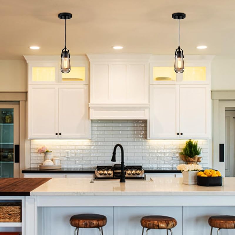 Lámparas colgantes cristal negro vidrio cocina baño