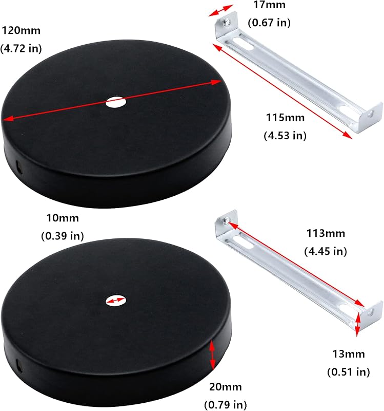2 Kits Soporte Lámpara Colgante Negro Moderno 4.72pulg