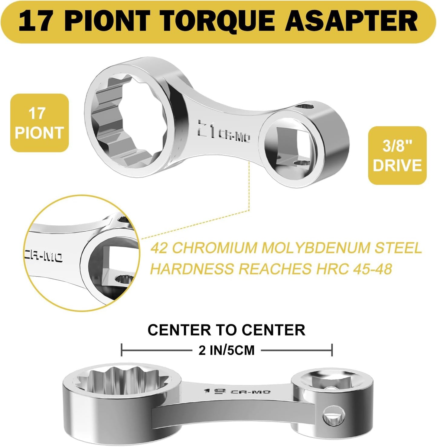 Set 17 Pzas Adaptadores Torque Métrico 3/8 1/2 1/4