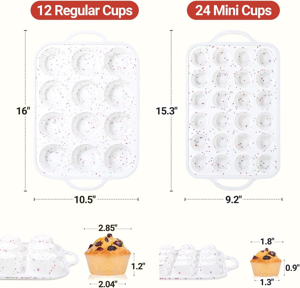 Set moldes silicona magdalenas 12 y 24 tazas