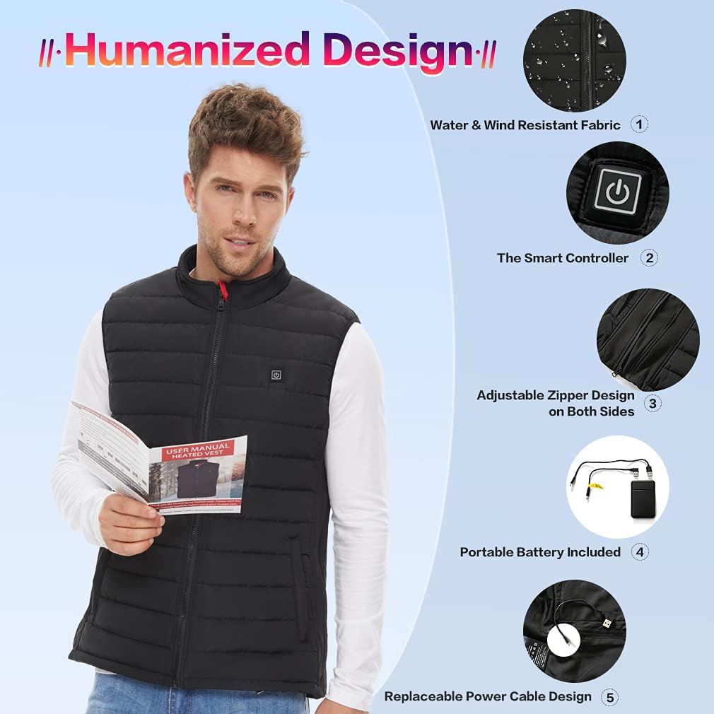 Chaleco térmico con calefacción recargable Negro