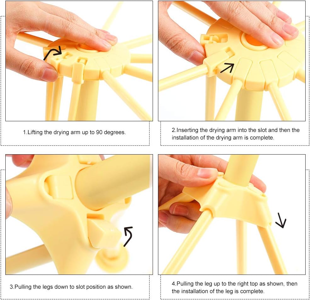 Estante plegable para secar espaguetis plástico 10 asas amarillas