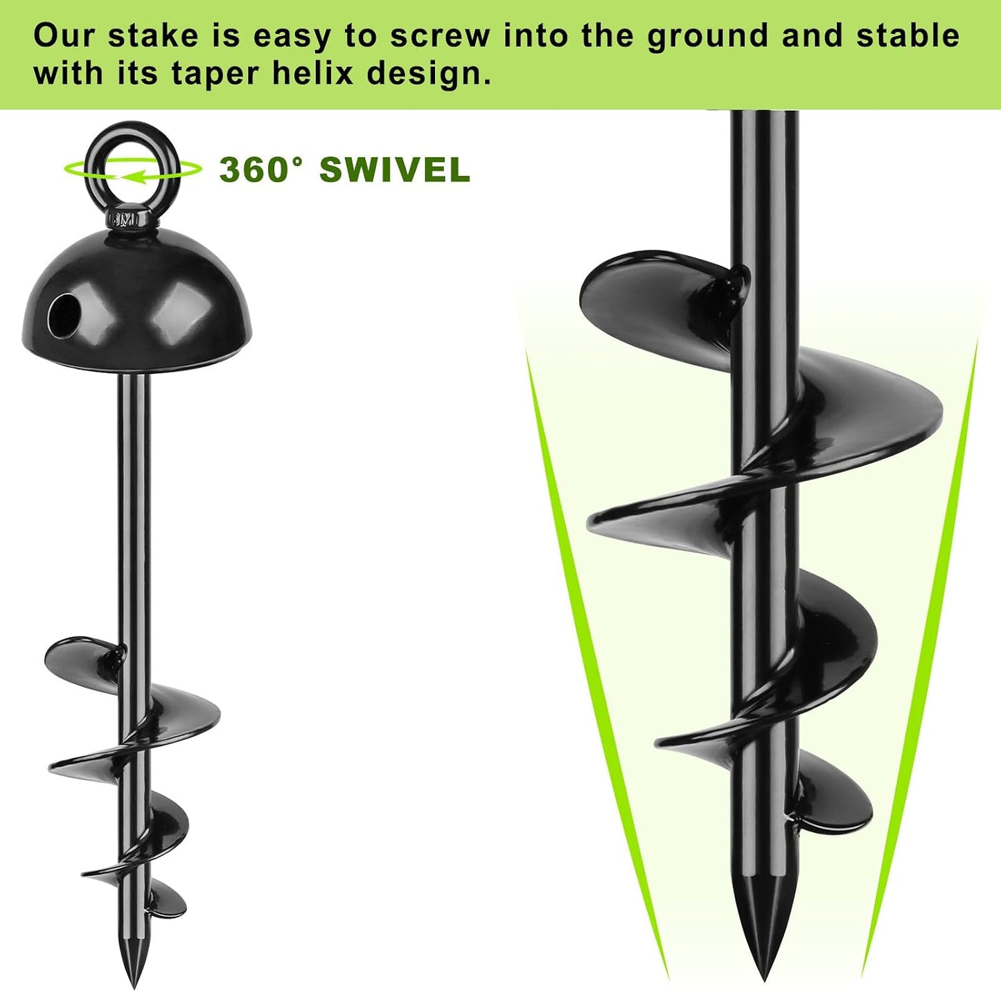 Estaca amarre perros 15pulg 360° sin enredos para patio camping