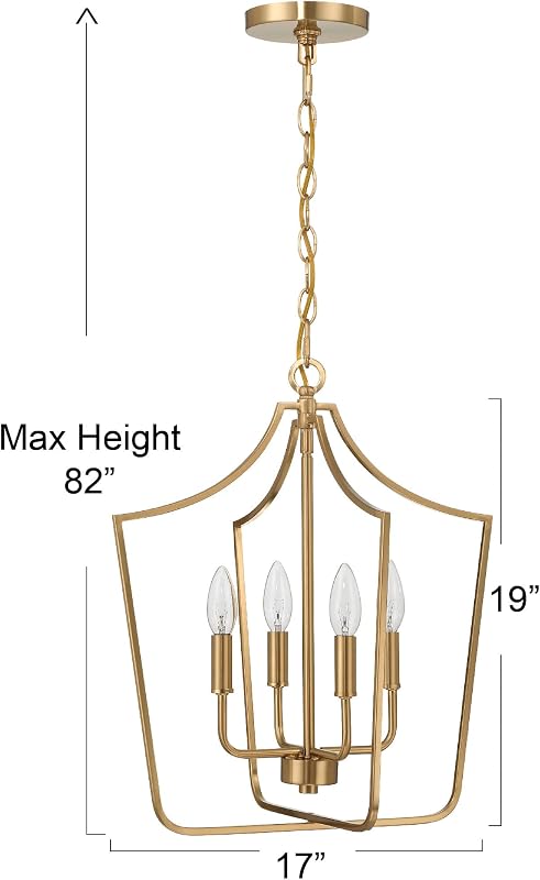 Lámpara techo candelabro metal 4 luces color dorado