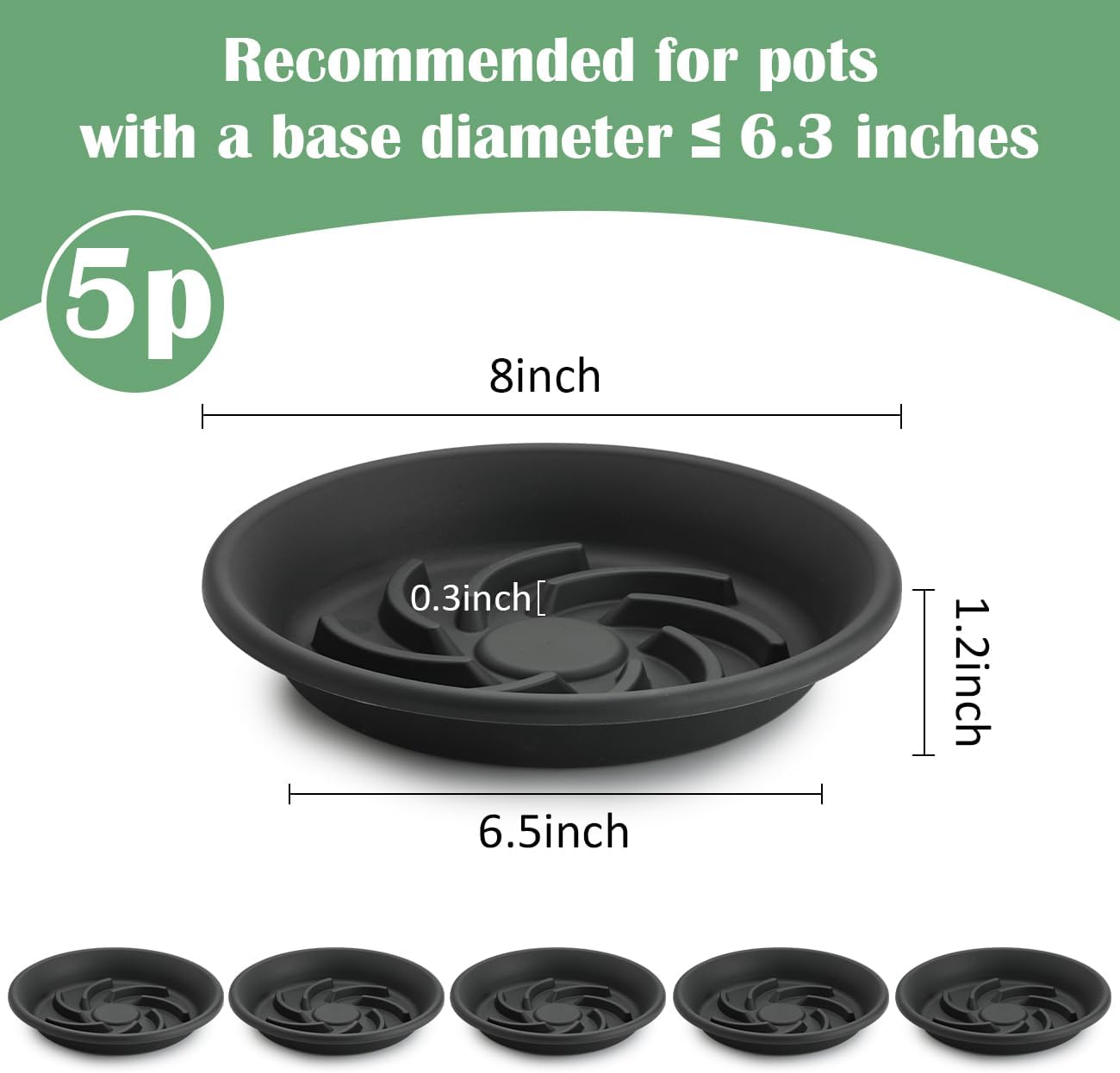 5 Pzas Elevadores Plantas 8pulg Bandejas Goteo Grises
