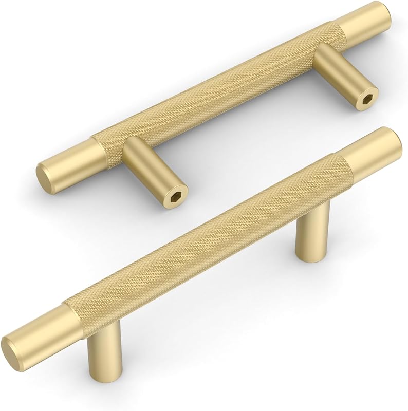 10 Tiradores Oro Cepillado 3" para Armarios Cocina