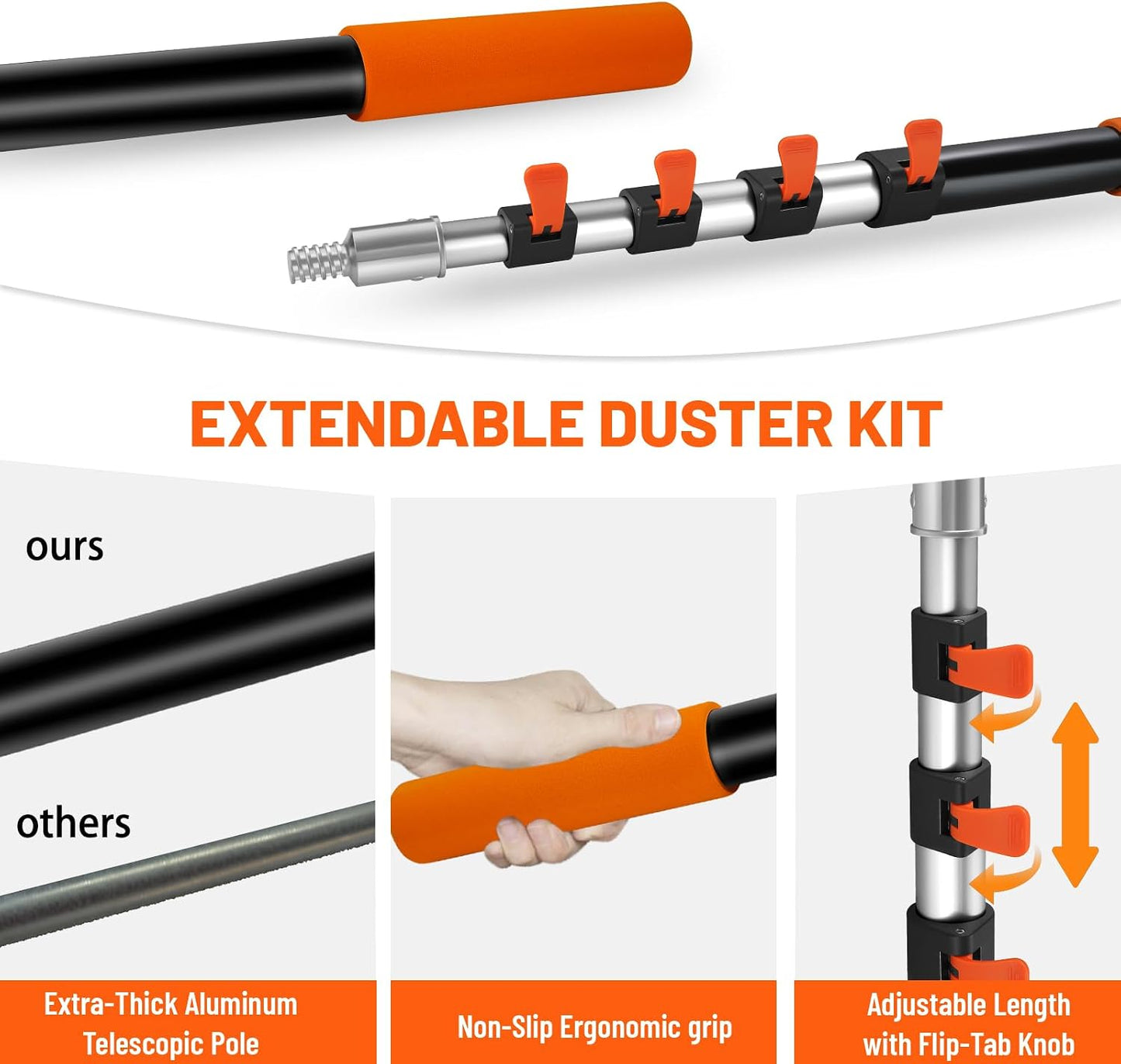 Kit plumero techo alto poste 5-24ft limpiador aspas