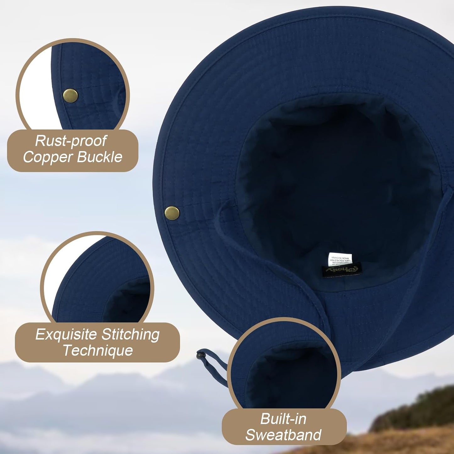 Sombrero pescador ala ancha UV para hombres mujeres