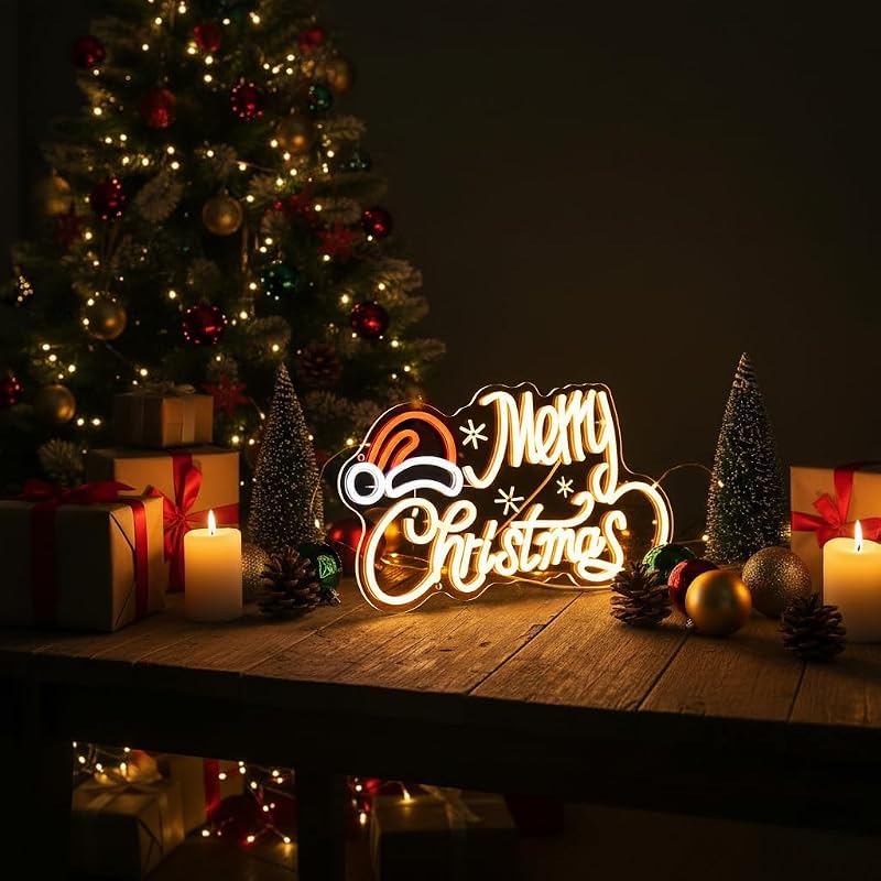 Letrero neón Papá Noel 16x9" LED USB decoración