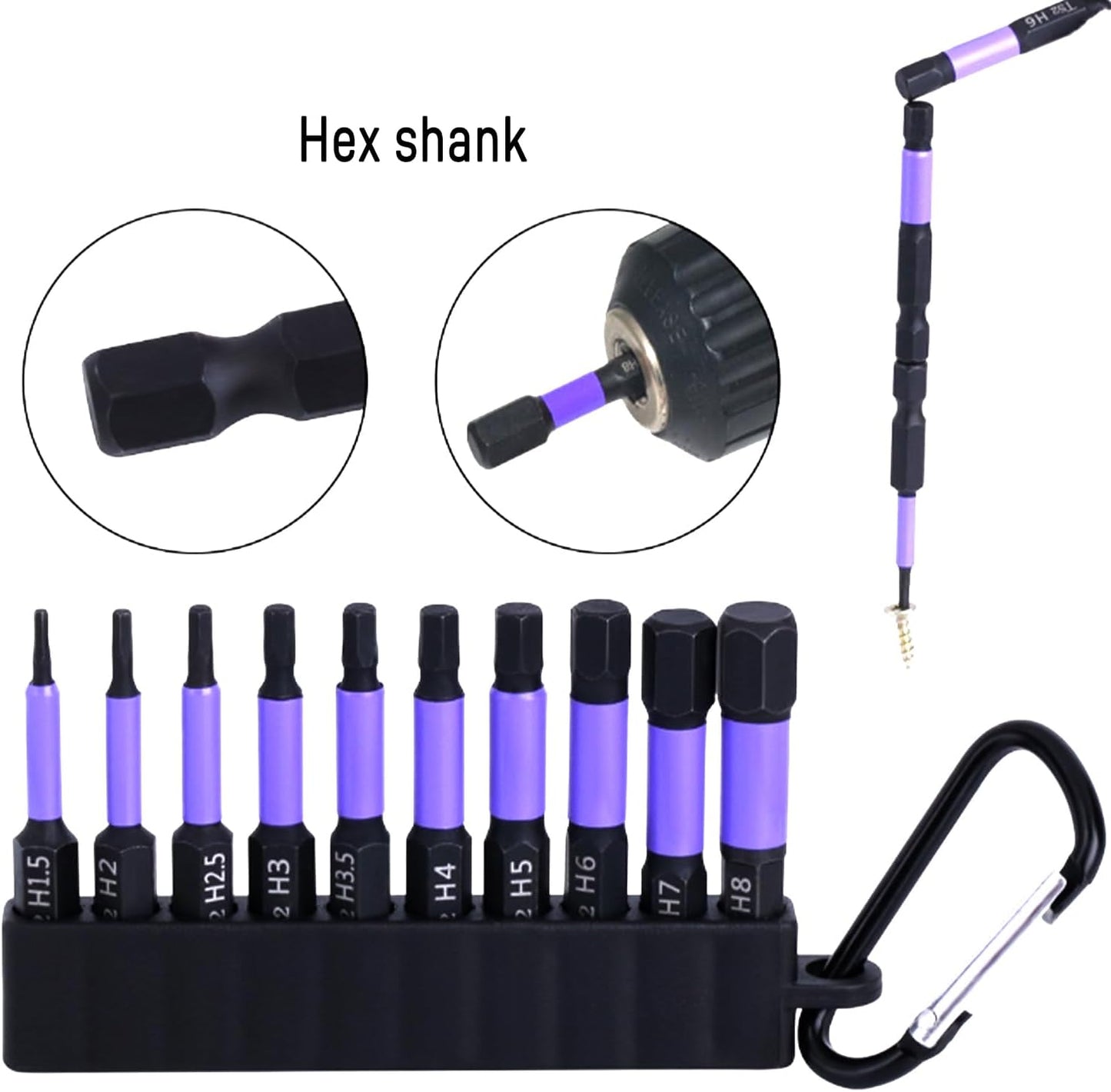 Set brocas Allen 1/4" con soporte 2-3/8