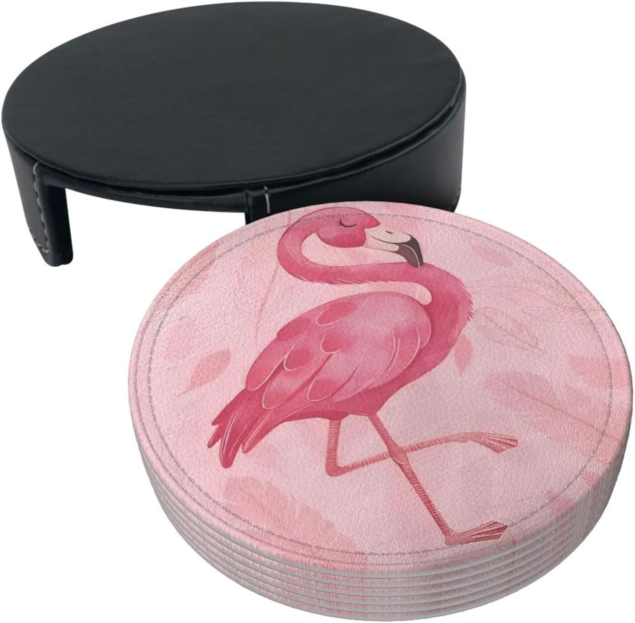 6 Pzas Posavasos Cuero Bohemio Flamenco Rosa Mesa Bebidas