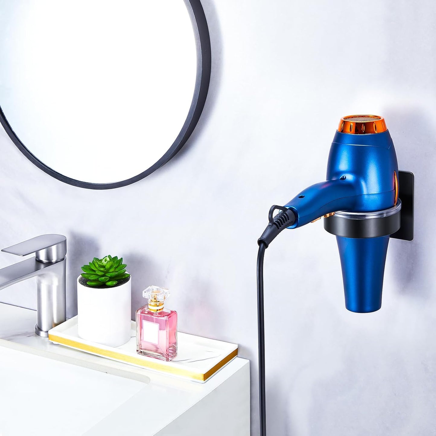 Soporte adhesivo para secador de pelo baño salón