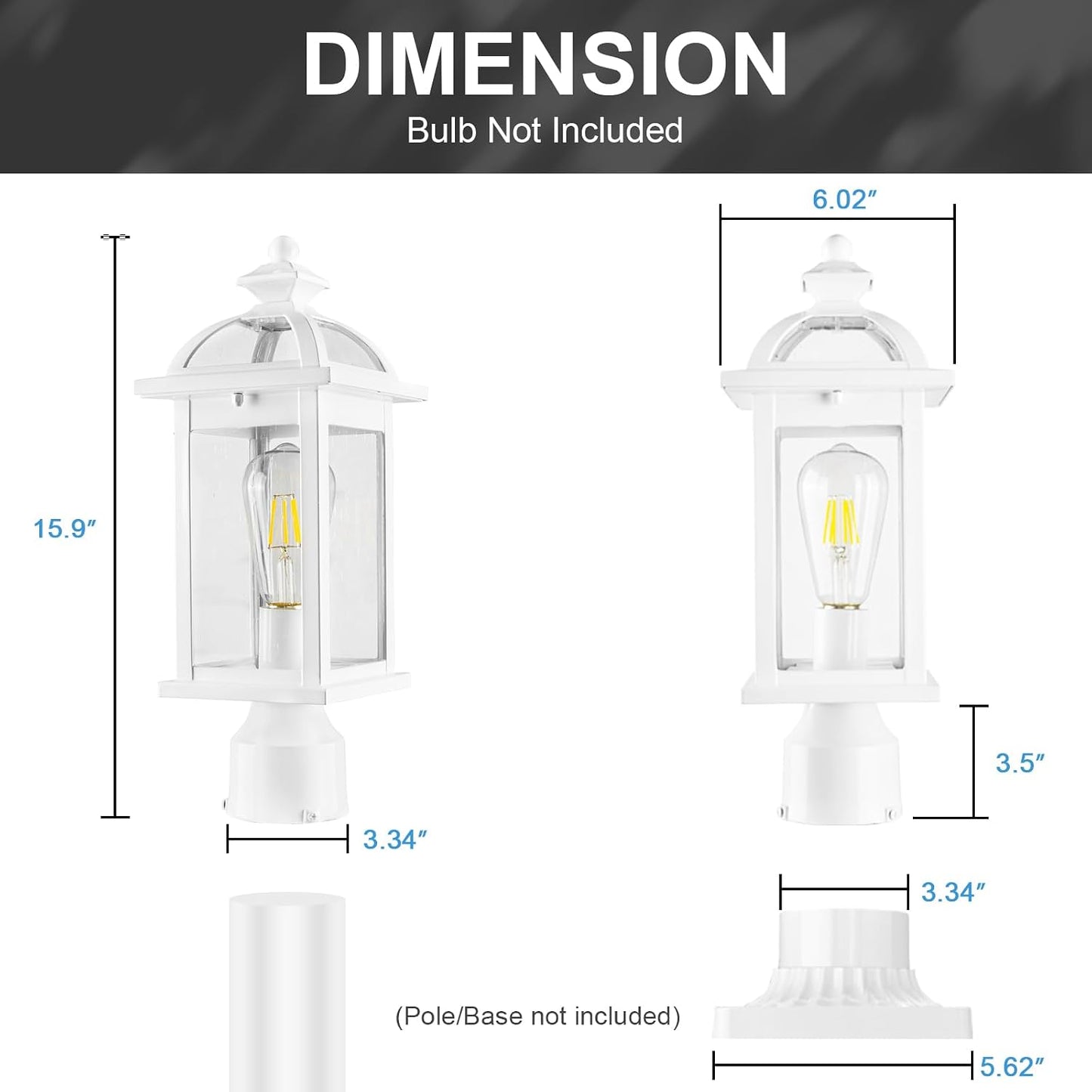 Luces poste al aire libre aluminio impermeables vidrio