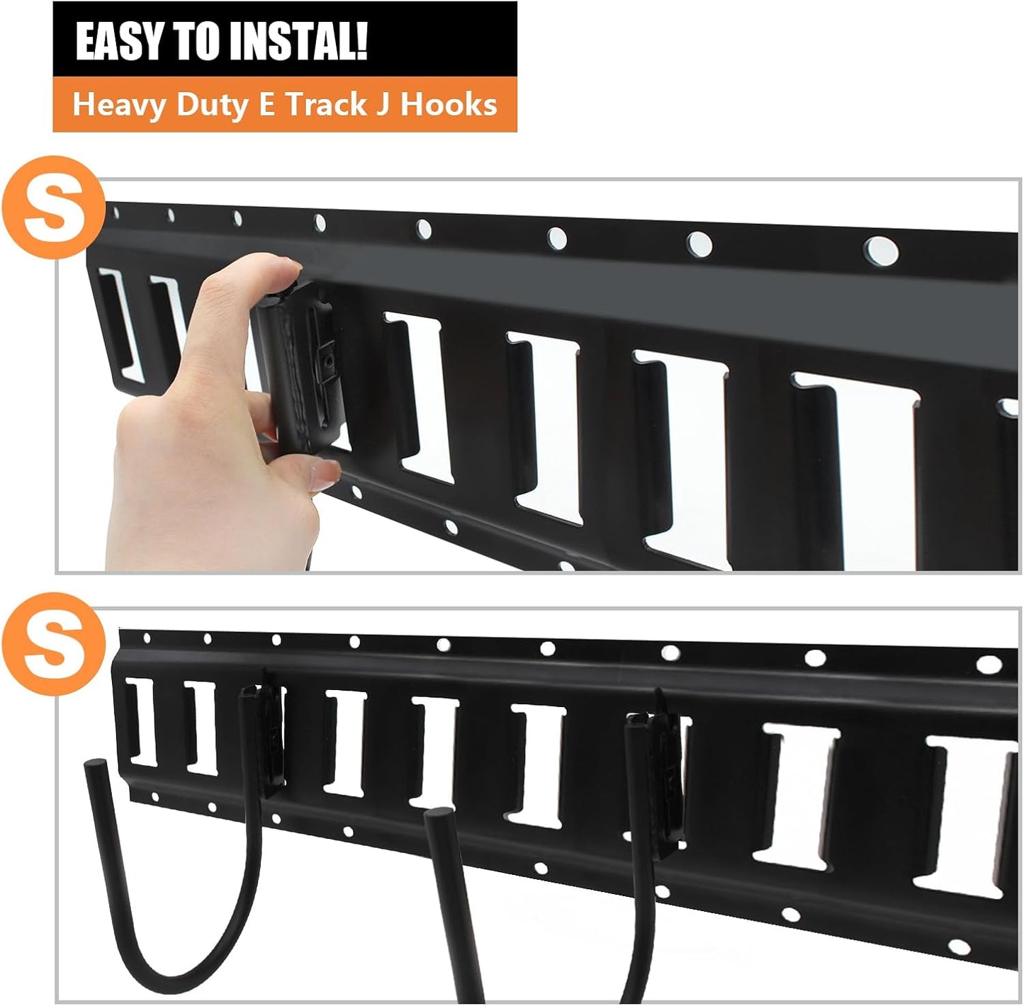 4 Ganchos E-Track Alta Resistencia Negro para Remolque