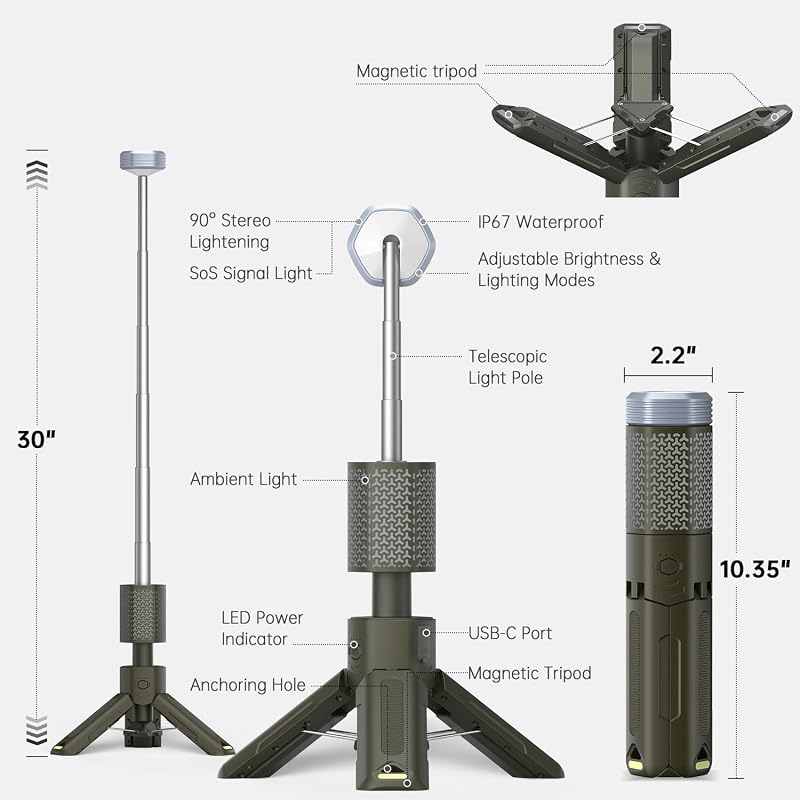 Linterna magnética recargable telescópica 10500mAh IP67
