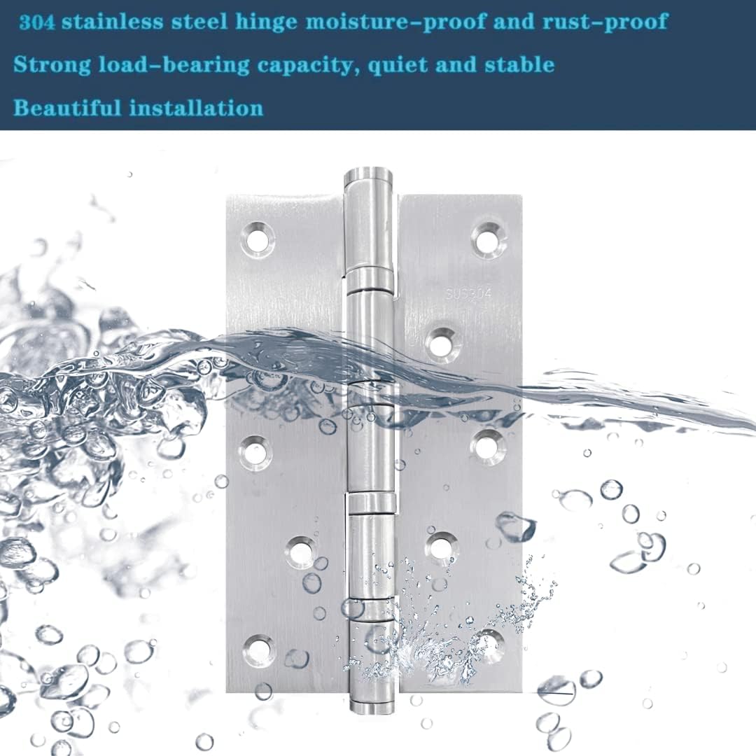 Bisagras puerta acero inox 5x3pulg bolas pack 4 plateado