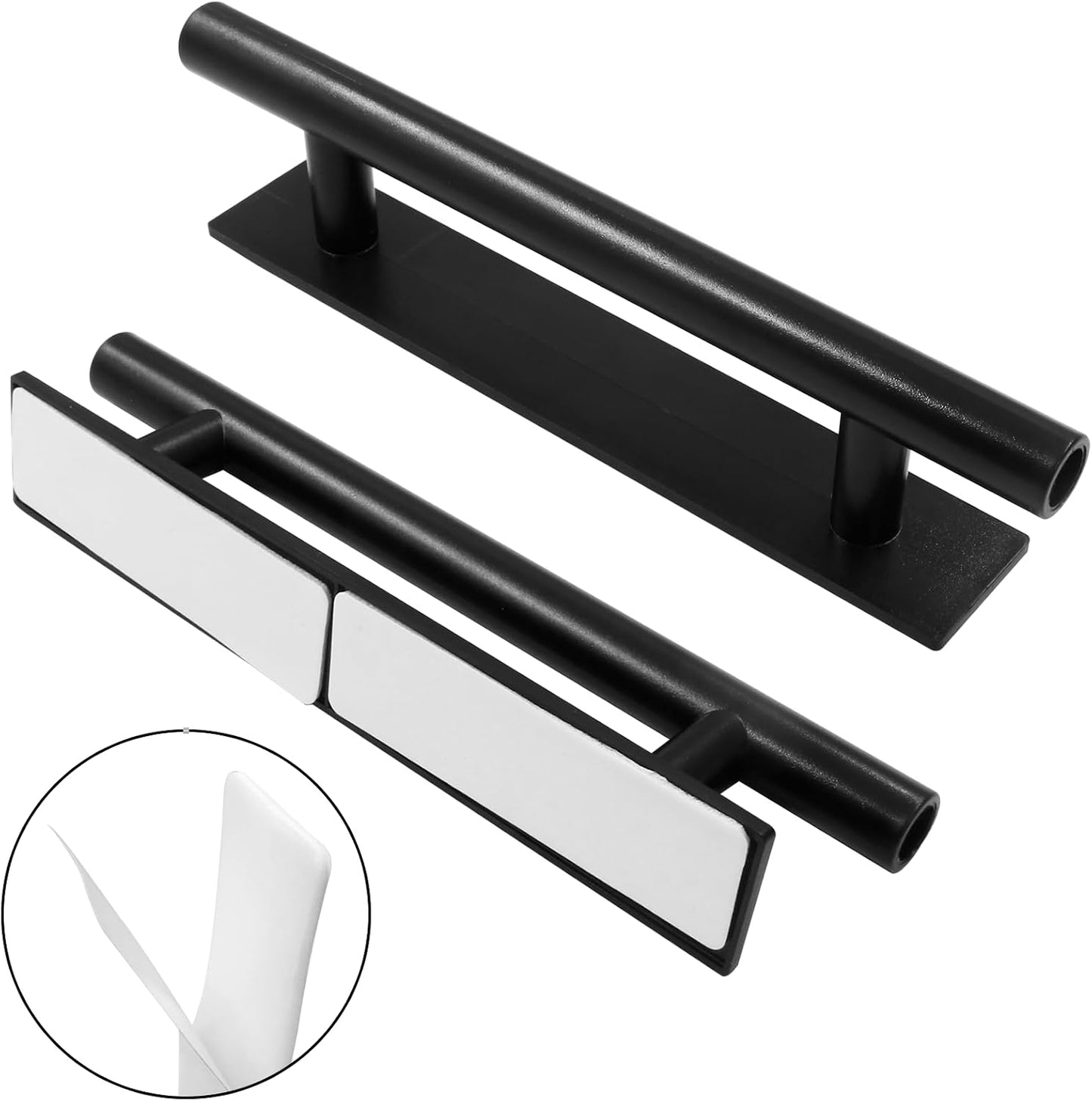 10 Manijas Plástico ABS Autoadhesivas 5.3pulg Negro