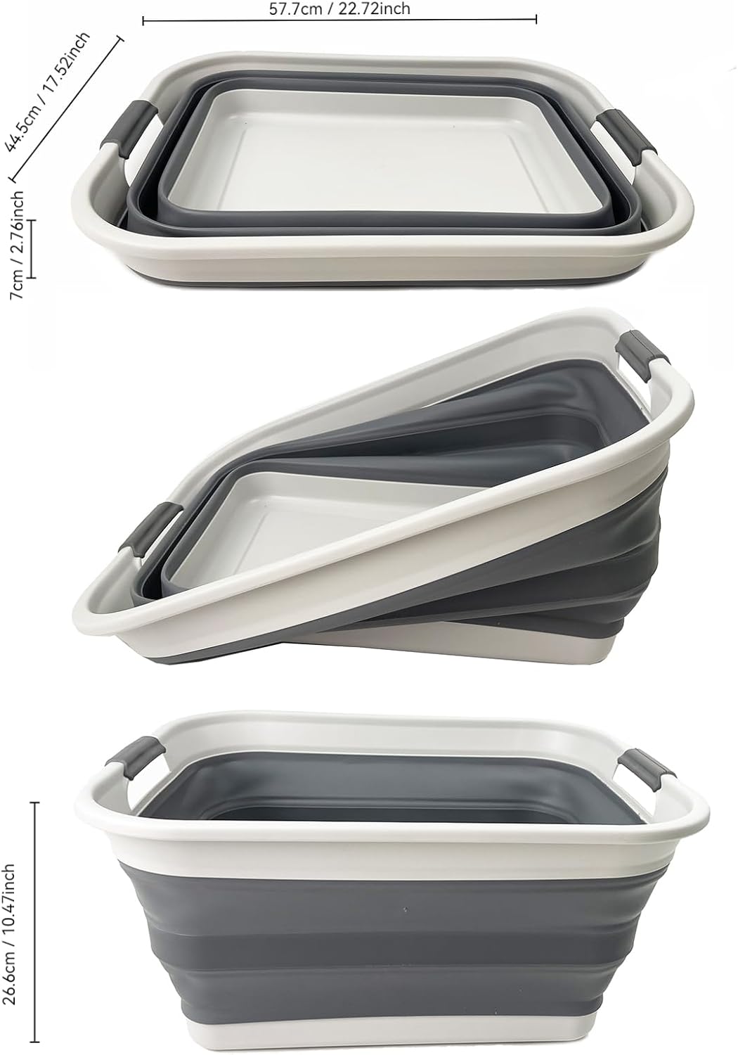 Cesta lavandería plástico plegable 42L gris