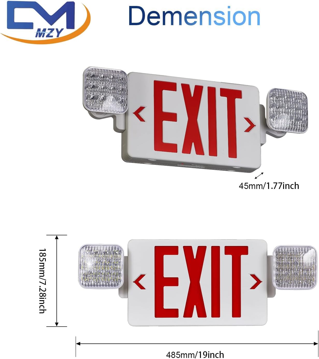 Señal salida roja con luz emergencia 120V/277V pack 2